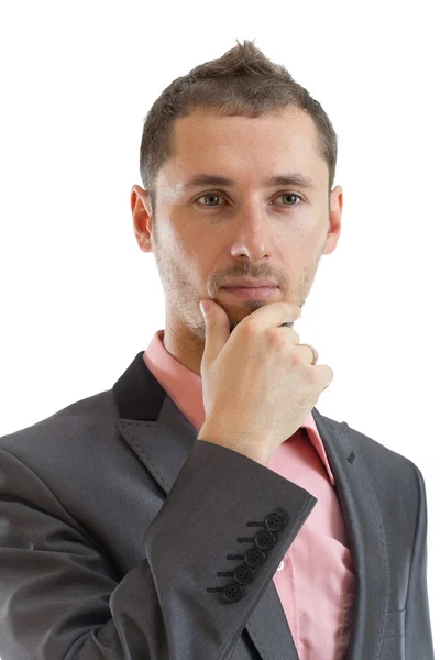 Thoughtful suit tie businessman — Stock Photo, Image