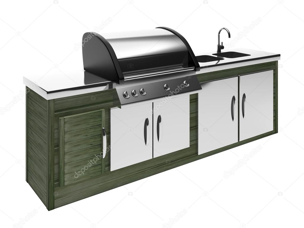 In acciaio inox barbecue con tavolo in metallo — foto stock ... Barbecue in metallo
