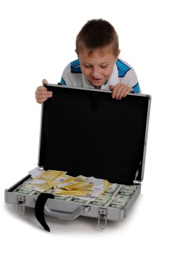 para çantası ile genç çocuk