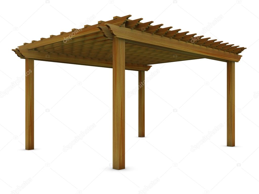Imágenes: pergolas | Pérgola de madera de cedro en el blanco — Foto de