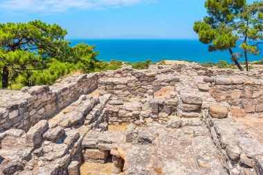Kamiros 'un arkeolojik alanı. Rodos, Yunanistan