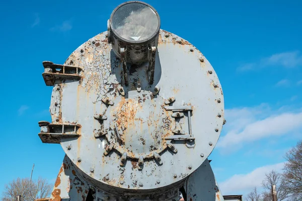 Porta Smokebox Farol Vista Frontal Locomotiva Vapor Vintage — Fotografia de Stock