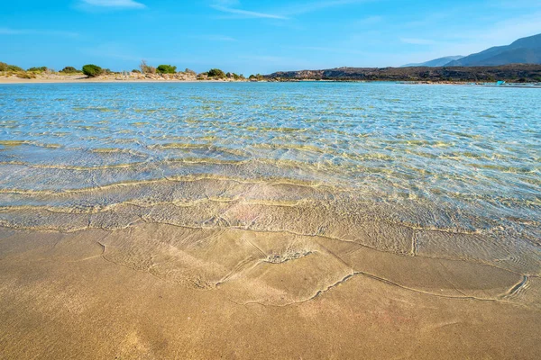 Vista Manhã Para Águas Cristalinas Praia Elafonissi Creta Grécia — Fotografia de Stock