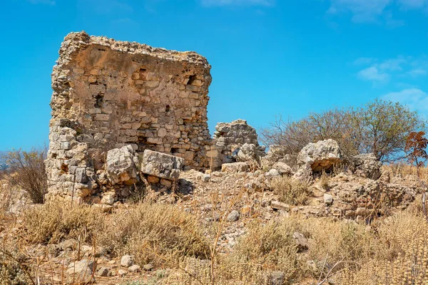 Overblijfselen Van Een Oud Gebouw Aptera Archeologische Site Kreta Griekenland — Stockfoto