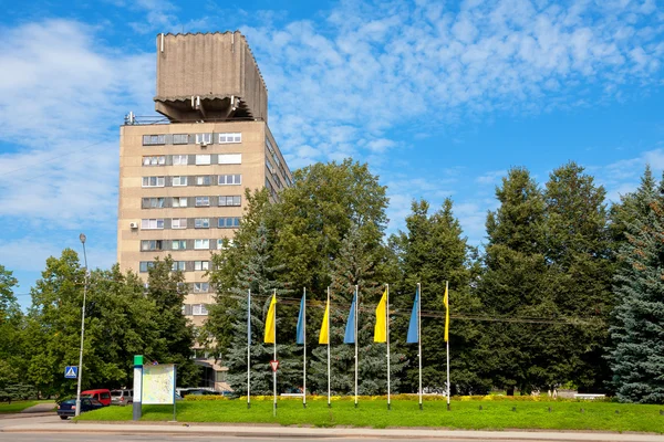 House with water tower. Narva, Estonia — Stock Photo, Image