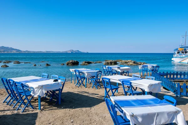 Cafe bir plajda. Kolymbia. Rhodes, Yunanistan — Stok fotoğraf