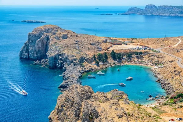 St Paul Bay. Lindos, Rhodos, Řecko — Stock fotografie