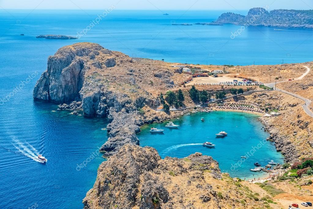 St Paul Bay. Lindos, Rhodes, Greece — Stock Photo © Arsty. 83312122