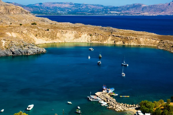 Visa på lindou bay från lindos — Stockfoto