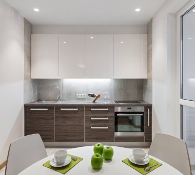 Mutfak iç İskandinav tarzı modern daire