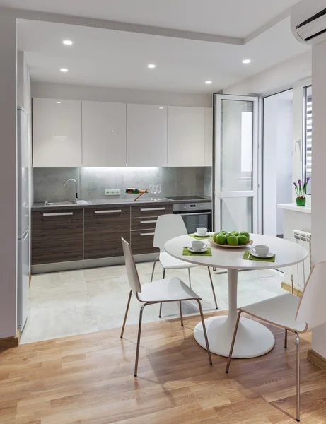 Kitchen interior in modern apartment in scandinavian style