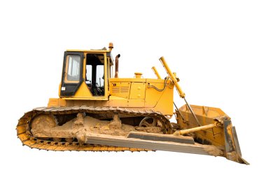 Sarı renk ağır kirli bina buldozer.