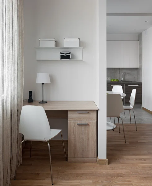 Interior of modern apartment in scandinavian style with workplac — Stock Photo, Image