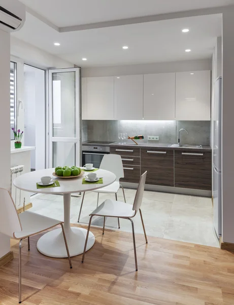 Kitchen interior in modern apartment in scandinavian style — Stock Photo, Image