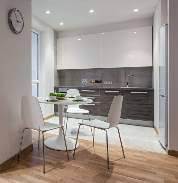 Interior of modern apartment in scandinavian style with kitchen — Stock Photo, Image