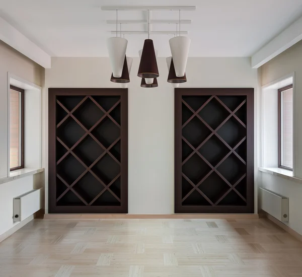 Interior of modern empty space with closet and windows — Stock Photo, Image