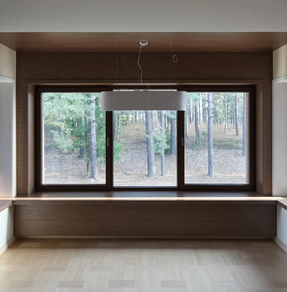 Innenraum eines leeren Zimmers mit Fenstern — Stockfoto