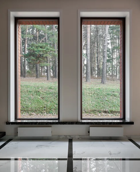 Interior do espaço vazio moderno com grandes janelas — Fotografia de Stock