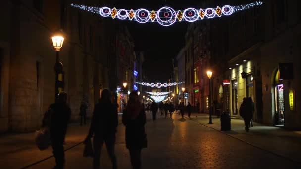 Florianska Straße in Krakau Altstadt, Polen — Stockvideo