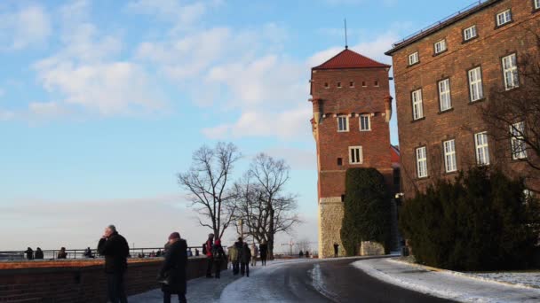 Wawel na margem do rio Vístula em Cracóvia, Polônia — Vídeo de Stock