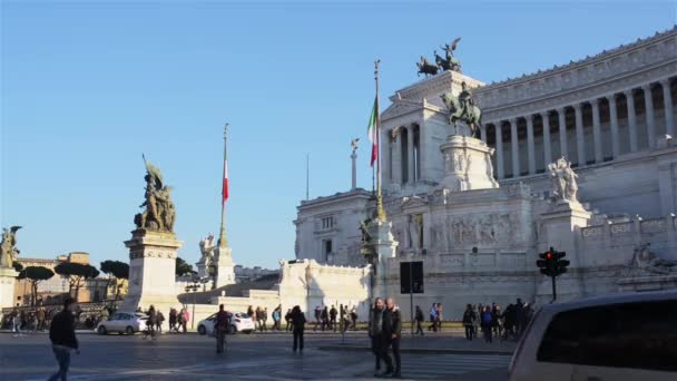 Piazza Venezia é o centro de Roma — Vídeo de Stock