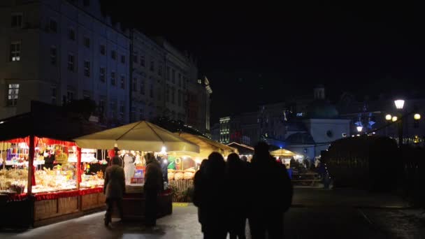 Christmas market, main square of Krakow — Stock Video