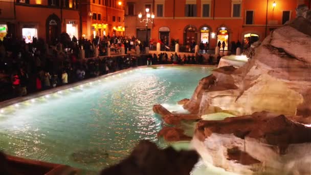 Fonte de Trevi no distrito de Trevi em Roma — Vídeo de Stock