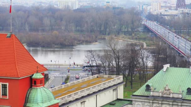 Miedź dach pałacu w Warszawie — Wideo stockowe