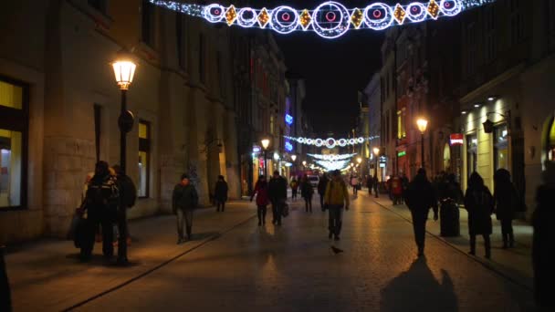 A florians utca Krakkóban az óvárosban — Stock videók