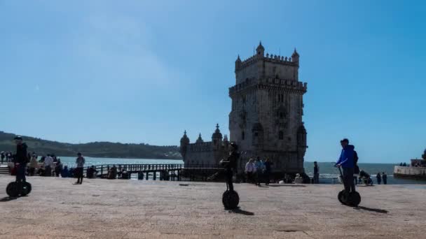 Torre Belem en el municipio de Lisboa, Portugal — Vídeos de Stock