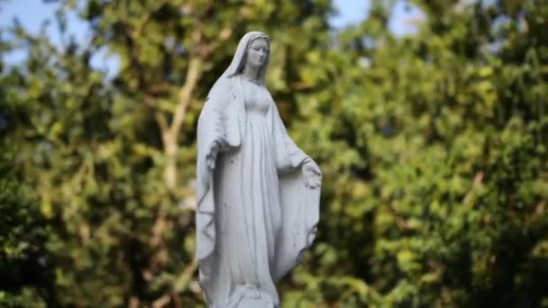 Estátua de Nossa Senhora perto da Igreja em Poznan, Polônia — Vídeo de Stock