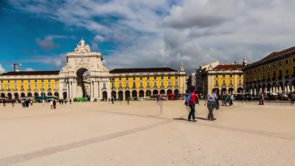 Praca do Comercio v městě Lisabon, Portugalsko — Stock video