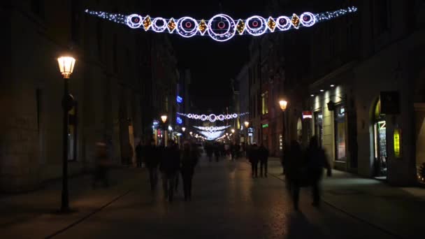 Blumenstraße in der Krakauer Altstadt, Polen — Stockvideo