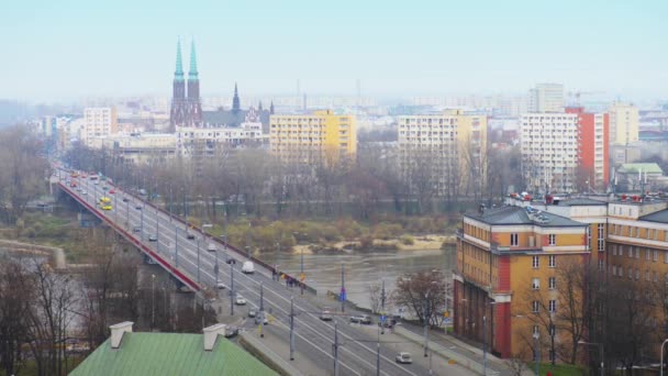 Ponte Slasko-Dabrowski em Varsóvia, Polónia — Vídeo de Stock