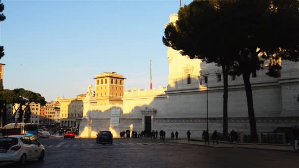 Piazza Venezia é o centro de Roma — Vídeo de Stock