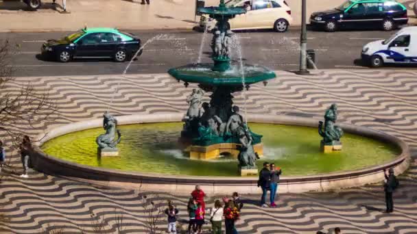 Plaza Rossio en la ciudad de Lisboa, en Portugal — Vídeo de stock