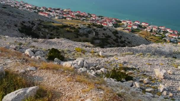 Pag is largest town on the island in Croatia — Stock Video