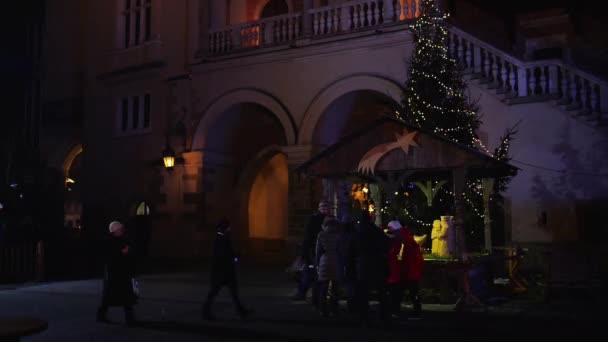 Karácsonyi vásár, Krakkó fő tér — Stock videók