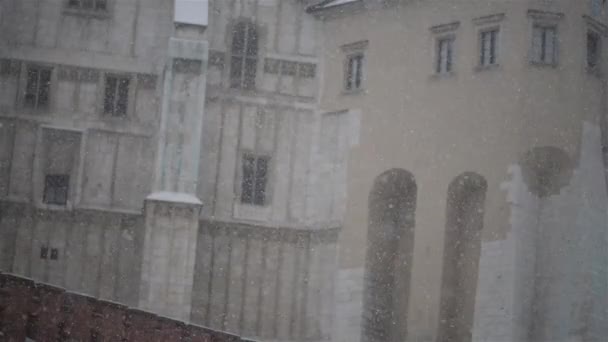 Inverno neve em Wawel em Cracóvia, Polônia — Vídeo de Stock