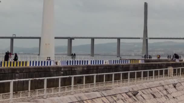 Мост Васко да Гама в Лиссабоне — стоковое видео