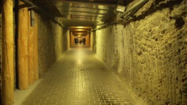 Wieliczka Salt Mine üzerinde Krakow küçük kız gider