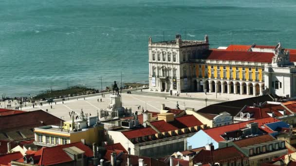 Praca Comercio i staden Lissabon, Portugal — Stockvideo