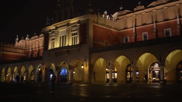 Рождественская ярмарка, главная площадь Кракова — стоковое видео