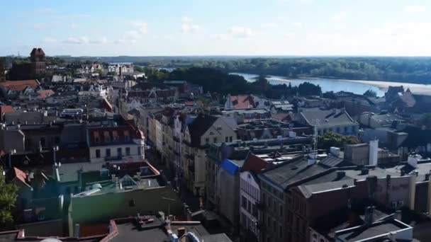Torun Kuzey Polonya Vistula Nehri üzerinde bir şehirdir — Stok video