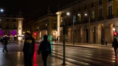 Timelapse 4k: Paco Praça üzerinde yer alan Terreiro Comercio Lizbon şehrinde yapmak
