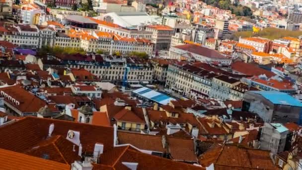 Timelapse 4k: Panorama Lizbony. Lizbona jest stolicą Portugalii. To kontynentalnej Europy Zachodniej stolicy. Lizbona leży w zachodnich wybrzeży Półwyspu Iberyjskiego na Ocean Atlantycki i rzekę Tag. — Wideo stockowe