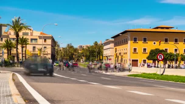 Timelapse: Paseo Maritimo, Palma, Mallorca, Balearen, Spanje. Kruispunt Cami de Escalier en Autovia Autopista de Levante. — Stockvideo