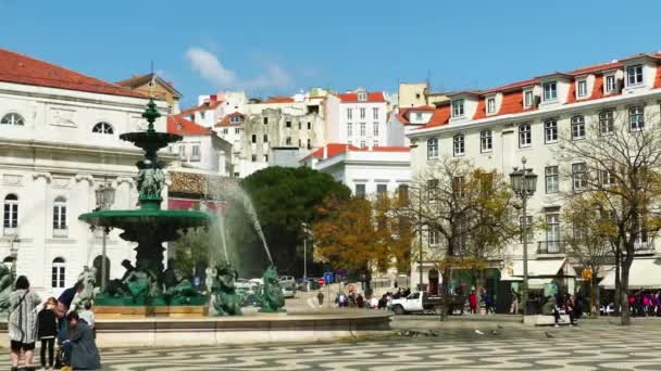 Plaza de Rossio en Lisboa — Vídeos de Stock