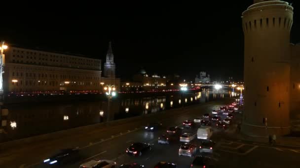 Moskevský kremlin v noci. — Stock video