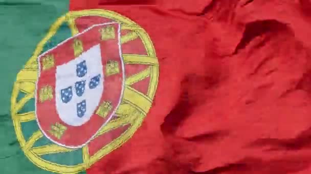 ポルトガルの4k旗(バンデイラ・デ・ポルトガル)はポルトガル共和国の国旗です。それは、ホイスト上の緑に不均一に分割されたフィールドを持つ長方形のバイカラーであり、その場で赤. — ストック動画